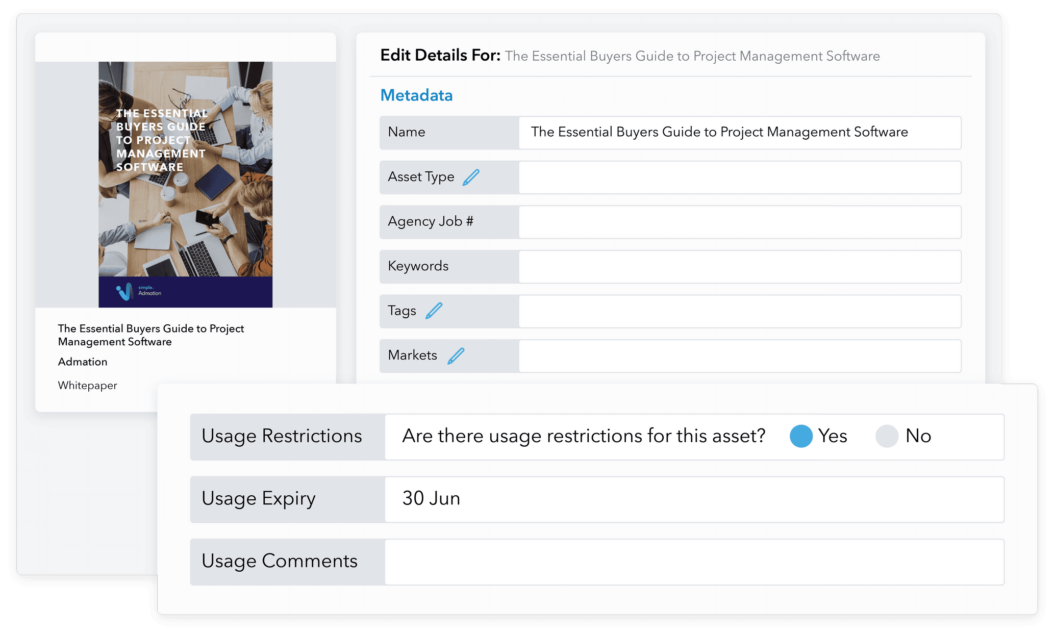 Admation: Set Usage Rights